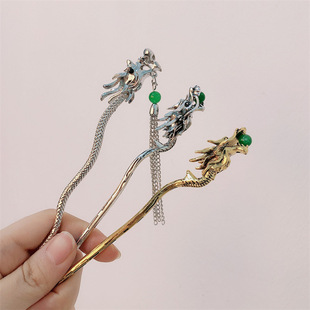 新中式金属龙形发簪高级感日常盘发簪子汉服生肖龙年发钗头饰