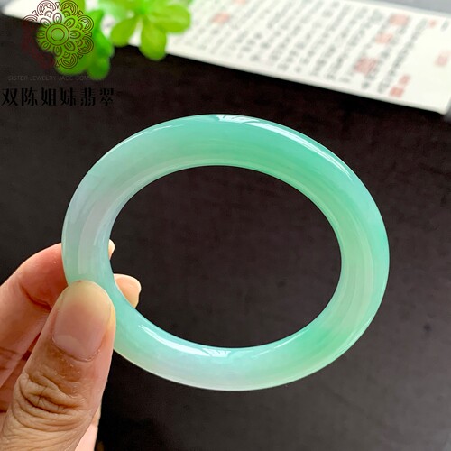 双陈姐妹缅甸A货满绿翡翠手镯
