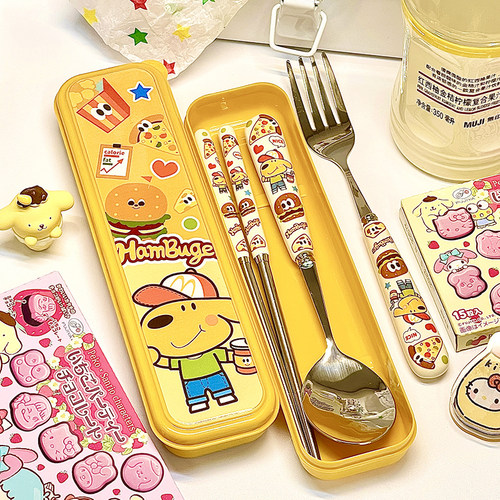 keir汉堡304不锈钢陶瓷勺叉筷子