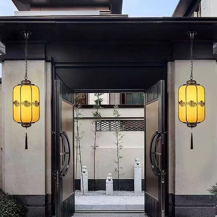 新中式亭子户外LED凉亭防水庭院大门室外别墅古风吊灯景观氛围