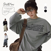 STILLYOU原创西班牙字母印花圆领长袖 T恤宽松基础t shirt内搭早春
