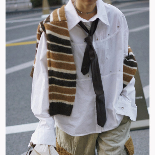 STILLYOU个性金属气眼长袖衬衫