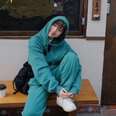 STILLYOU原创街头立体小火花连帽加绒卫衣卫裤 学生百搭 女休闲套装