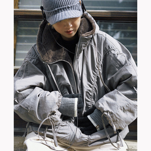 STILLYOU复古个性 连帽加毛厚外套保暖座山雕棉服冬 街头感重磅工装