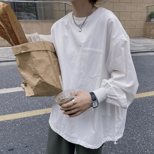 原创趣味风线条圆领套头中性衬衫