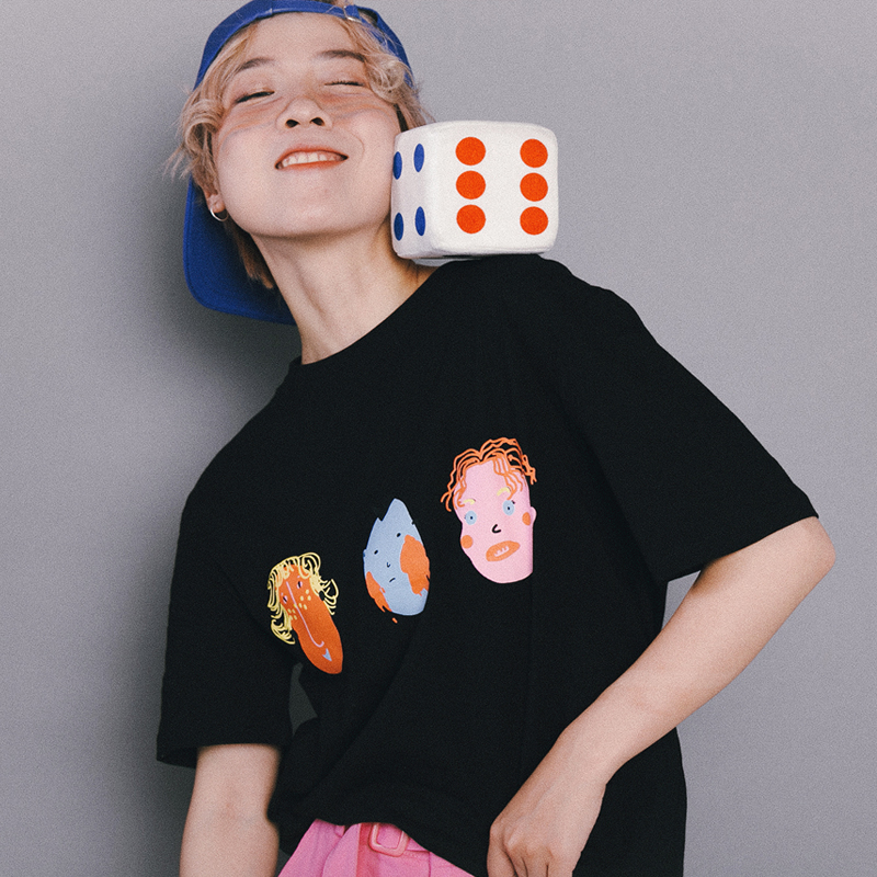 STILLYOUÔ´´×ÔÖÆ¸öÐÔ¸ã¹Ö³±Á÷Ó¡»¨t-shirt¿íËÉÅ®¶ÌÐäÏÄ×°³±ÈËTEE