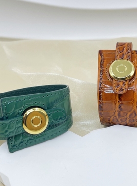 复古女宽面鳄鱼纹手镯时尚优雅