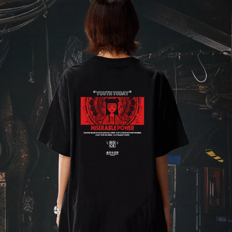 新款国潮印花T恤哪吒卡通纯棉情侣装夏装学生短袖痛仰摇滚乐队服