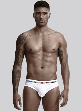 ADANNU新品男士内裤纯色提臀低腰青年三角裤男棉质性感短裤男AD44