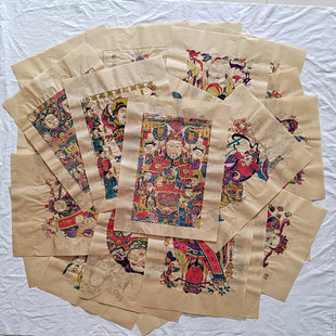 多款黄纸印不同图案热销潍坊杨家埠木板年画手工印制课堂教学活动