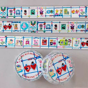 胶带分装日本yumiki 北岸由美 红格子蓝格爱心 手帐胶带