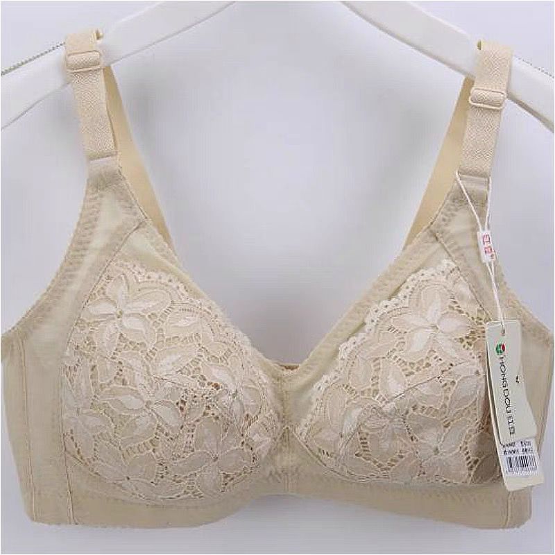 红豆薄款丝绵杯聚拢无钢圈C杯文胸无痕内衣大胸显小睡眠性感乳罩