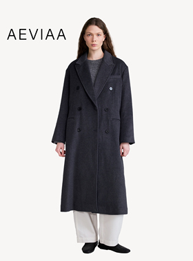 AEVIAA新款羊毛混纺显瘦长款风衣女日韩休闲慵懒设计感百搭大衣