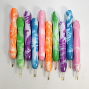 DIY新款钻石画工具点钻笔套装亚克力加粗混双色笔杆螺纹点钻笔头