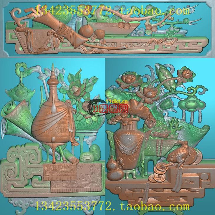 W浮雕图扫描图精雕图灰度图新款花鸟狮子博古大象 砖雕石雕