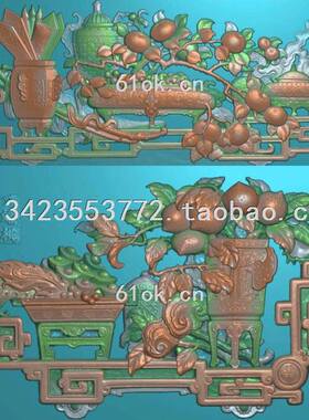 R扫描图精雕图灰度图 博古128-54 古建寺庙 浮雕图