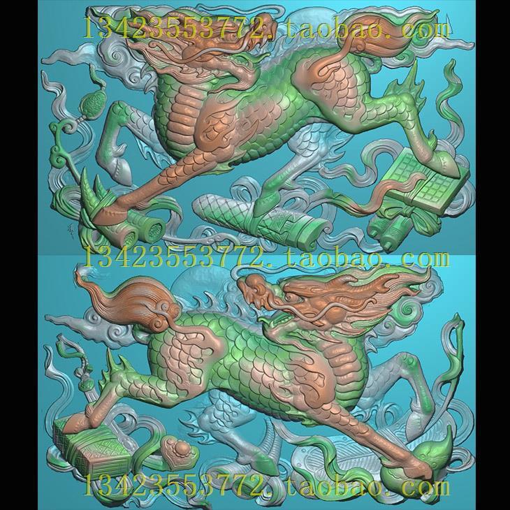 A精雕图灰度图扫描图深雕古建图新款麒麟踏宝980-579