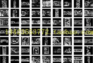 山水风景屏风壁画迎客松鹤延年精雕图木雕灰度图浮雕图单选可打包