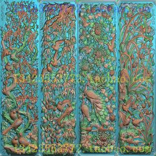 W扫描图精雕图凤凰梅兰竹菊孔雀古建四季花锦鸡春夏秋冬 竖花鸟