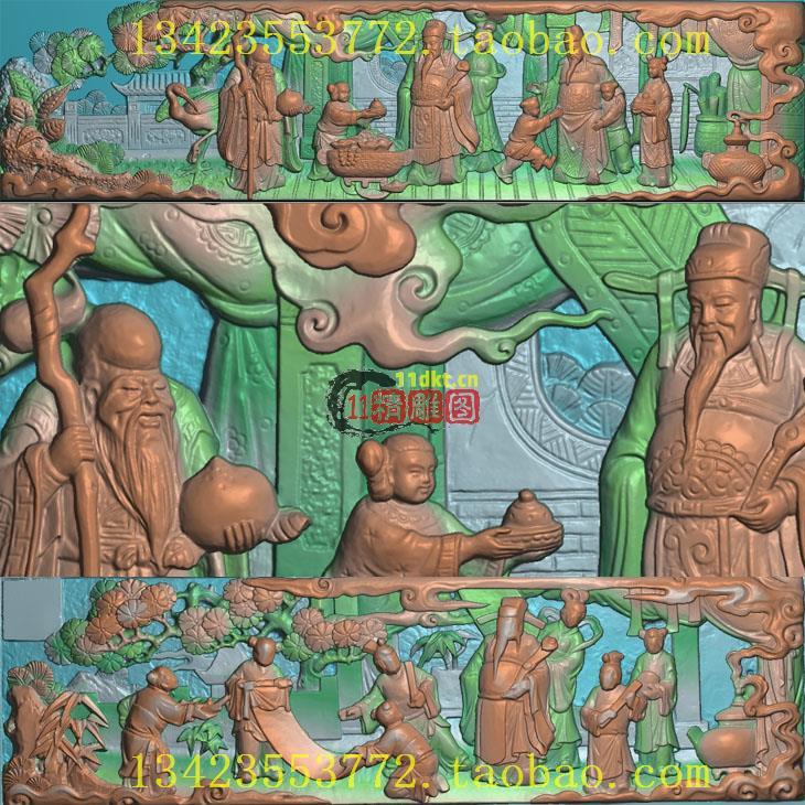 门章人物精雕图加官进禄童子古建筑祠堂照壁墙门楼门面浮雕扫描图