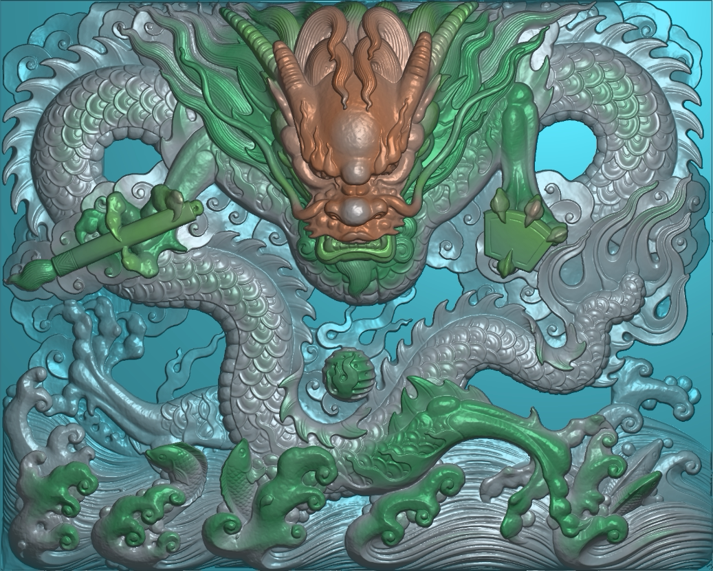 d浮雕图扫描图精雕图灰度图 龙堵145