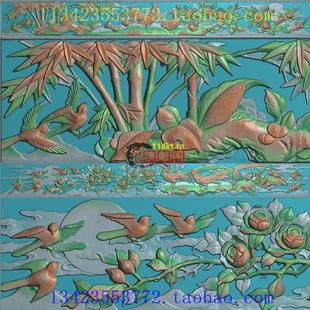 A锦上添花扫描图精雕图锦鸡古建凤凰四季花开富贵牡丹彩眉堵花鸟