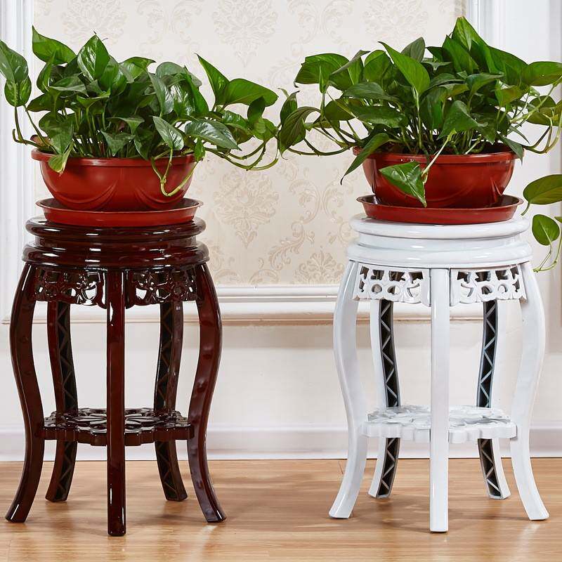 鱼缸工艺阳台架花盆仿古花架实木客厅中式圆形欧式吊兰品木质盆景