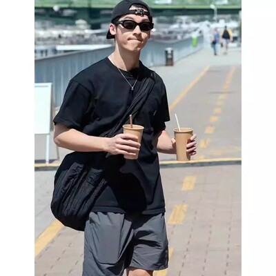 夏季许光汉同款百搭休闲宽松速干防水户外工装美式潮牌四分短裤男