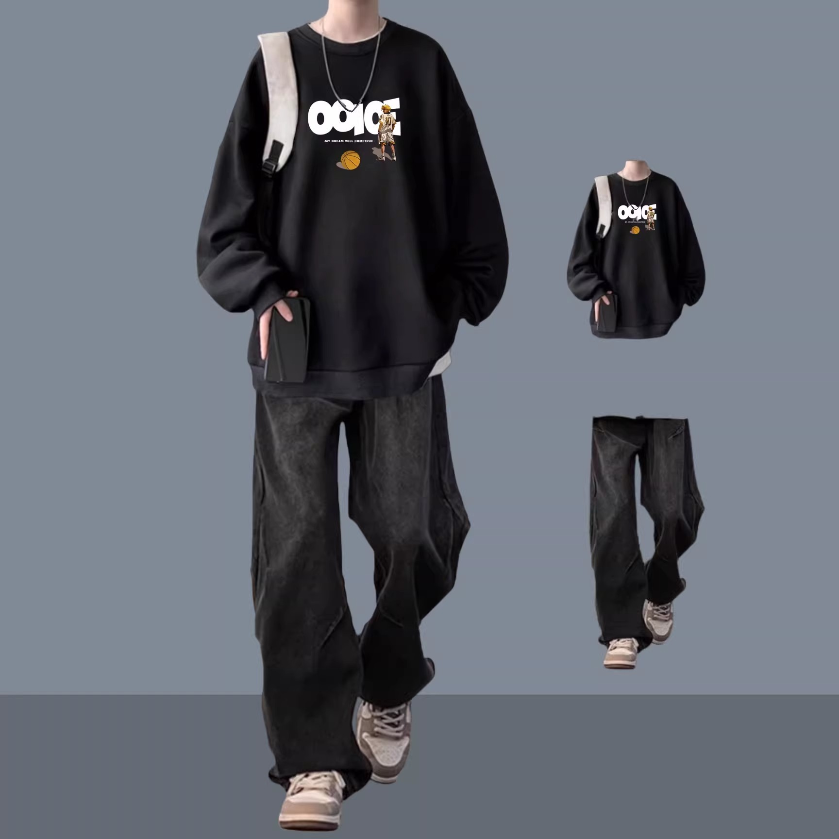 青少年男装帅气学生潮流卫衣长袖套装男酷帅穿搭一套搭配秋冬2025