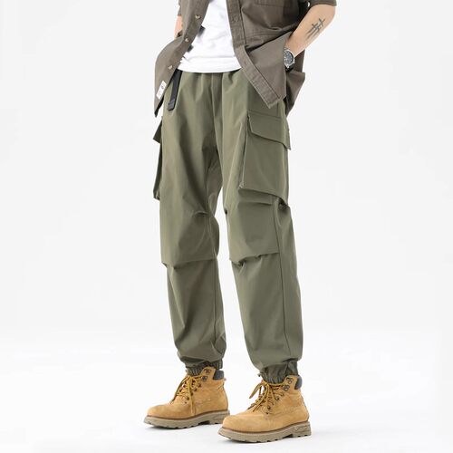 美式复古多口袋军绿工装裤男士