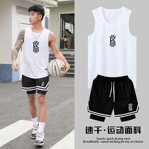 美式假两件短裤男套装三分球裤夏季运动学生速干背心训练篮球上衣