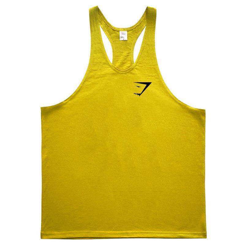 时尚夏季男士运动背心休闲潮流开深坎肩工字训练服棉健美男健身背