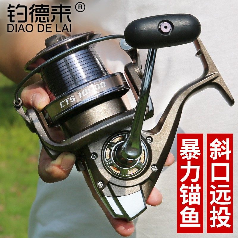 新款远投斜口金属渔轮无间隙纺车轮海杆抛竿轮鱼线轮大物锚鱼摇轮