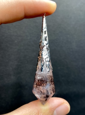 天然水晶灵摆吊坠 红幽灵灵摆吊坠 水晶挂件 毛衣链项链 一物一图