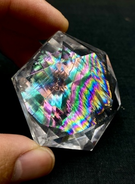 天然水晶 特大白水晶彩虹阿赛六芒星灵摆吊坠 挂件 毛衣链项链