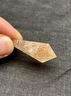 天然水晶灵摆 金草莓晶灵摆吊坠 水晶挂件 毛衣链项链 一物一图