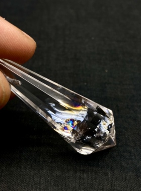 天然爆闪白阿赛 白水晶彩虹灵摆吊坠 水晶挂件 毛衣链 一物一图