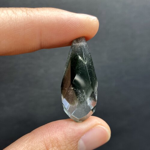 天然水晶 绿幽灵使之泪灵摆吊坠 水滴原石刻面吊坠 挂坠 一物一图
