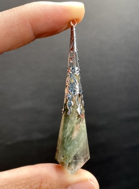 天然水晶灵摆吊坠 绿幽灵灵摆吊坠 水晶挂件 毛衣链项链 一物一图