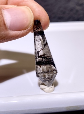 天然水晶吊坠 黑发晶灵摆吊坠套链 水晶挂件 毛衣链项链 一物一图