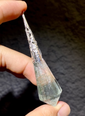 天然水晶 星光绿幽灵灵摆吊坠套链 水晶挂件 毛衣链项链 一物一图