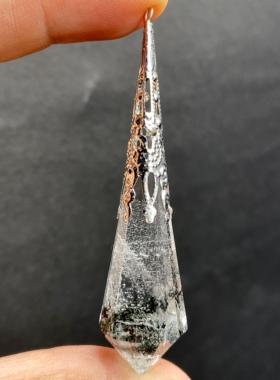 天然水晶灵摆 千层绿幽灵灵摆吊坠 水晶挂件 毛衣链项链 一物一图