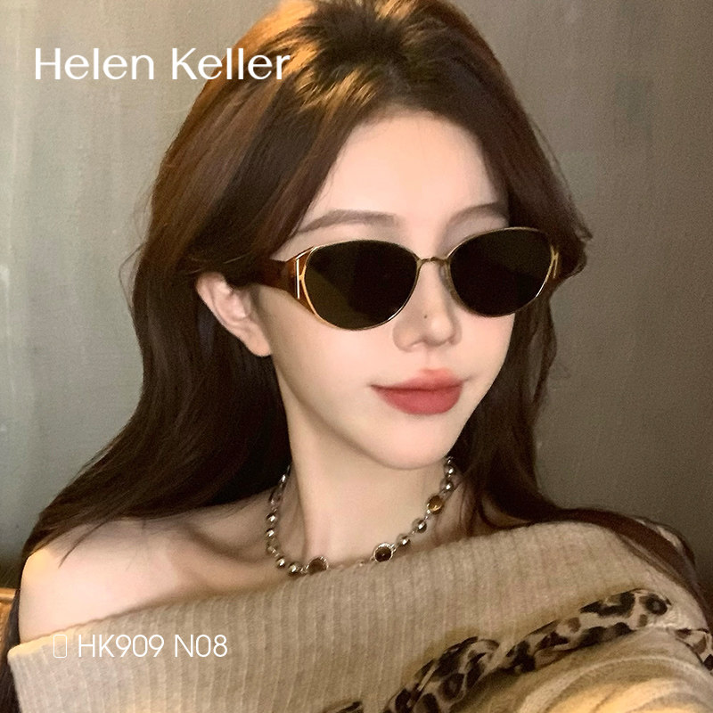 海伦凯勒刘诗诗同款薯薯镜时尚猫眼圆框墨镜女潮流百搭珍珠太阳镜