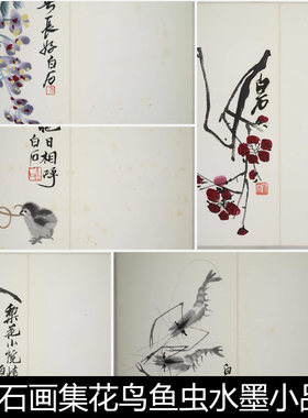 ATF近现代齐白石画集花鸟鱼虫水墨小品插图册页非高清素材资料参