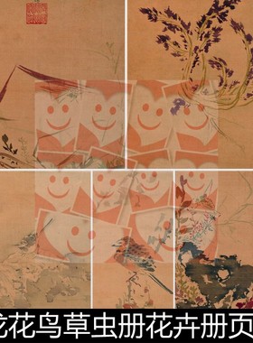 VGX明代孙龙花鸟草虫册花卉册页十二开绢本高清素材资料参考12