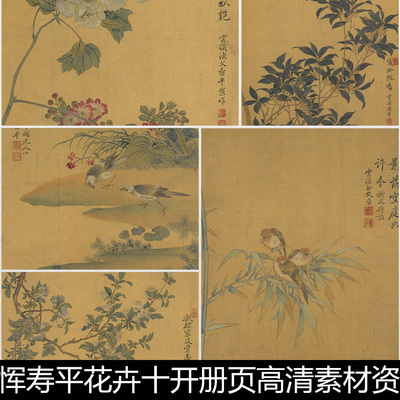CGS清代恽寿平花卉十开册页高清素材资料参考10 1.47GB TIF格式