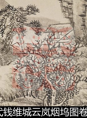 VHN清代钱维城云岚烟坞图卷非高清小图素材资料参考1 85.6MB