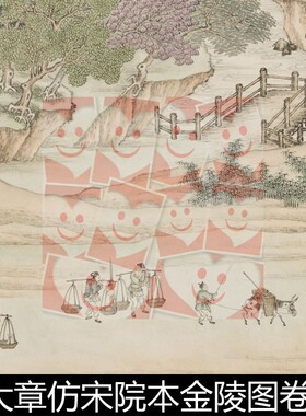 URR清代杨大章仿宋院本金陵图卷纸本设色高清素材资料参考1 1GB