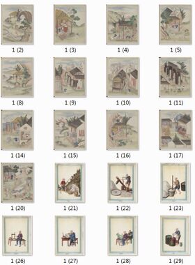 19世纪清末民初瓷器生产制造流程素材彩色手绘资料图 38
