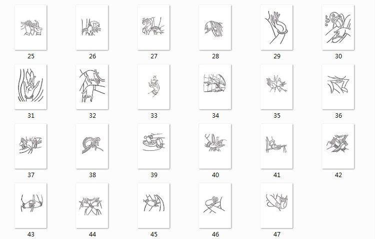 中国古代西域敦煌壁画飞天仙女手势手姿手绘临摹线描素材大图 47